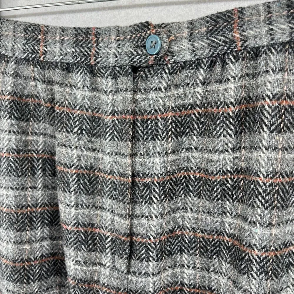 KGR Skirt Girl's 15/16 Wool Chevron Wool Tweed Straight Lined Gray Vintage_7